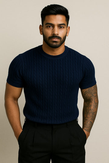 Textured Cable Knit T-Shirt