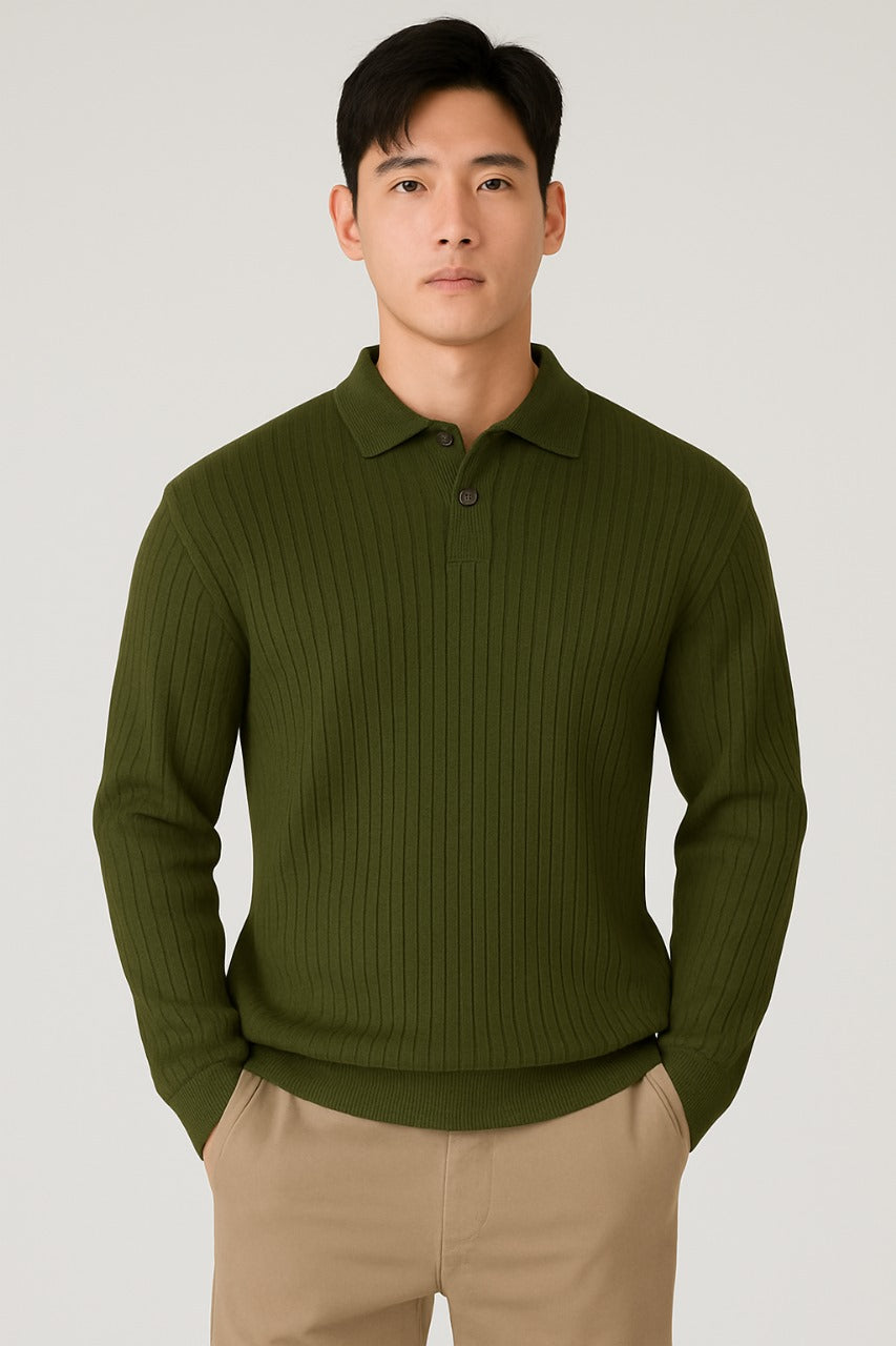 Premium Ribbed Knit Polo T-Shirt