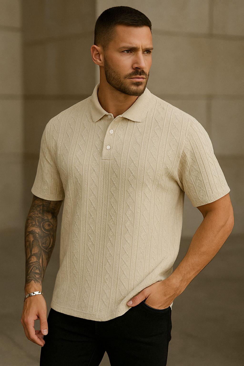 Textured Polo T-Shirt