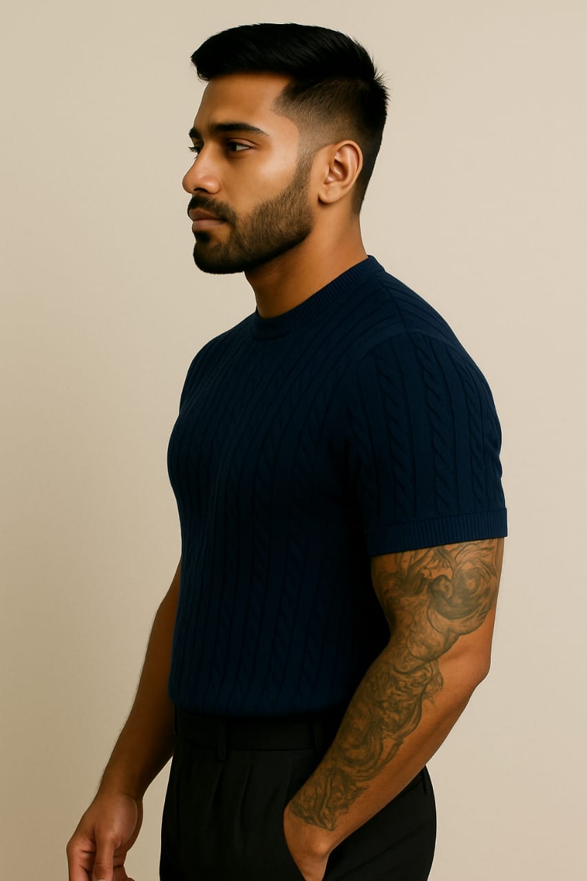 Textured Cable Knit T-Shirt